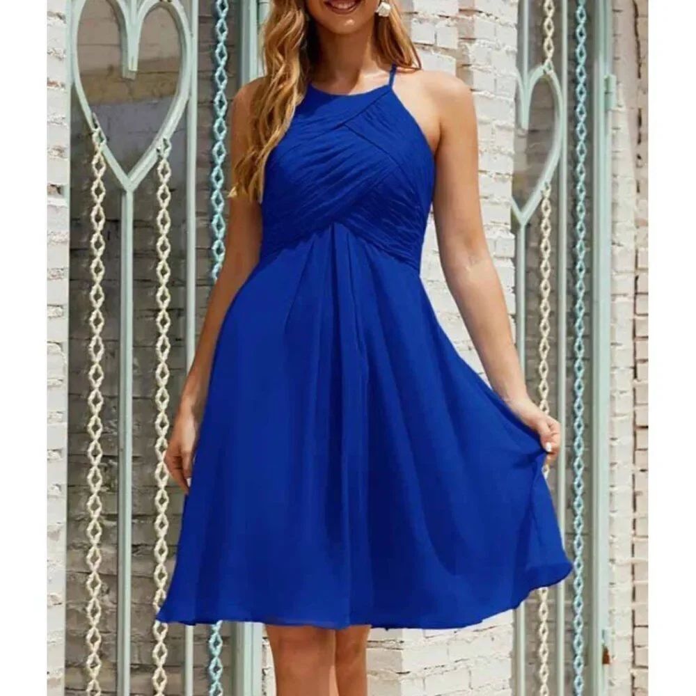 Azazie Adriana Women Royal Blue bridesmaid Dress Size 14 >3